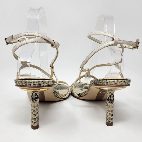 Sam Edelman Heeled Sandal Women's 10M Pippa Strappy Snake Footbed Cream Upper - Picture 6 of 9